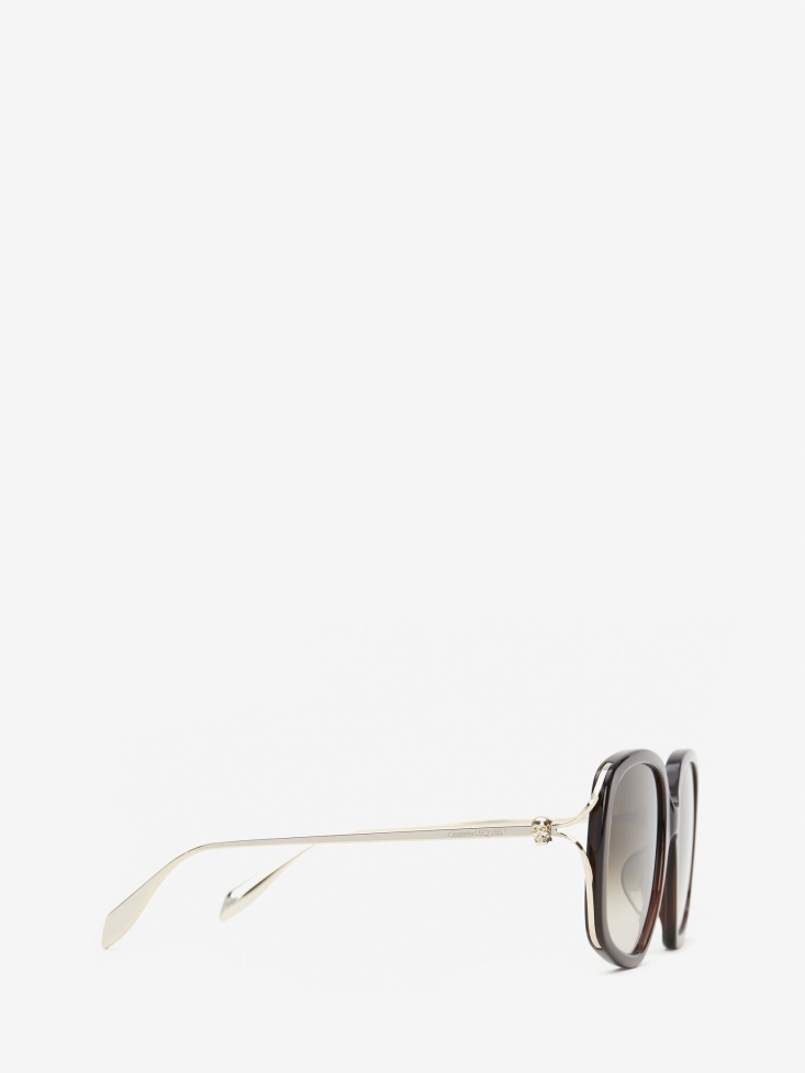 Women's Skull Hinge Soft Square Sunglasses Brown Fashion Alexander McQueen