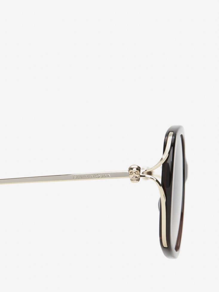 Women's Skull Hinge Soft Square Sunglasses Brown Fashion Alexander McQueen