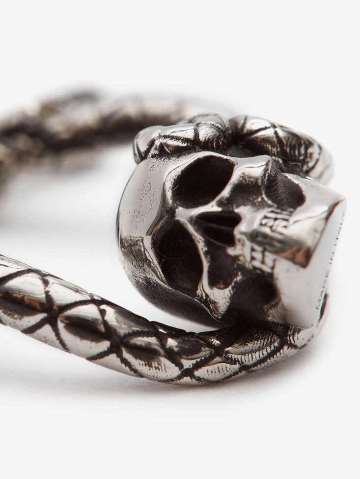 Antique Silver Men's Skull And Snake Earring Fashion Alexander McQueen