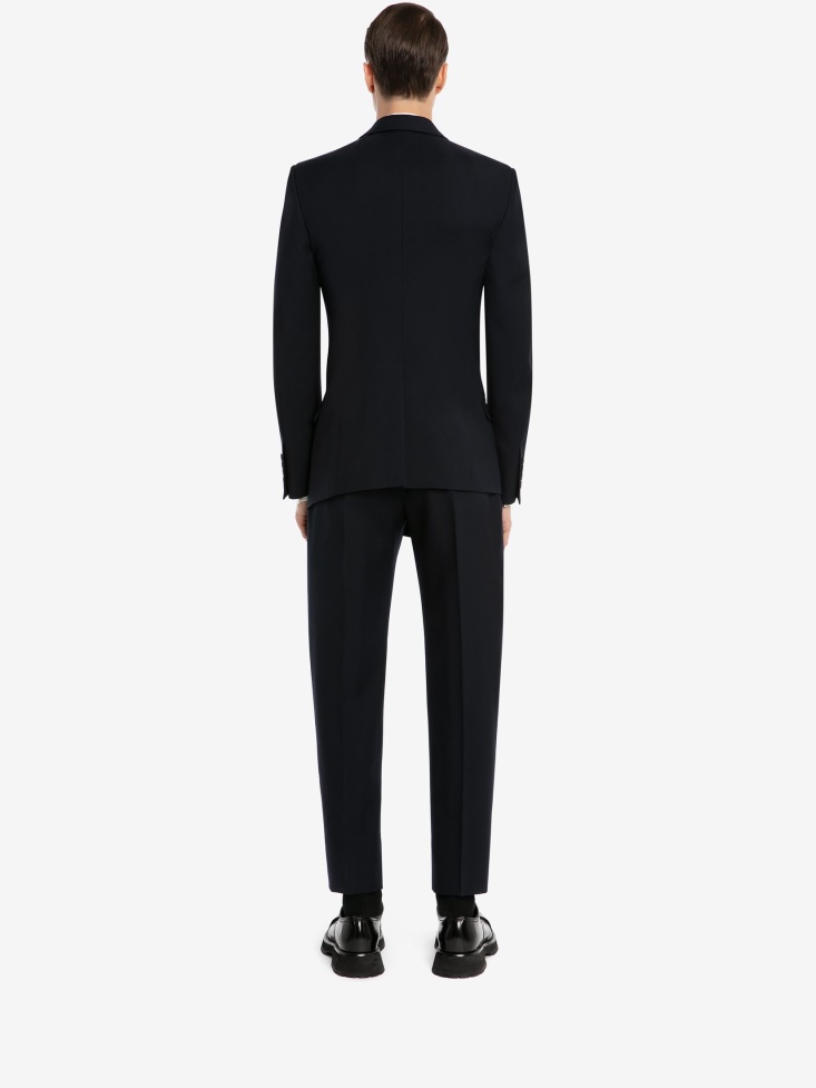 Navy Fashion Alexander McQueen Men's Asymmetric Double-Breasted Jacket