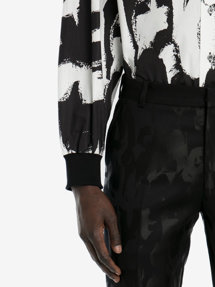 Black/Ivory Men's in Graffiti Crew Neck Sweatshirt Fashion Alexander McQueen