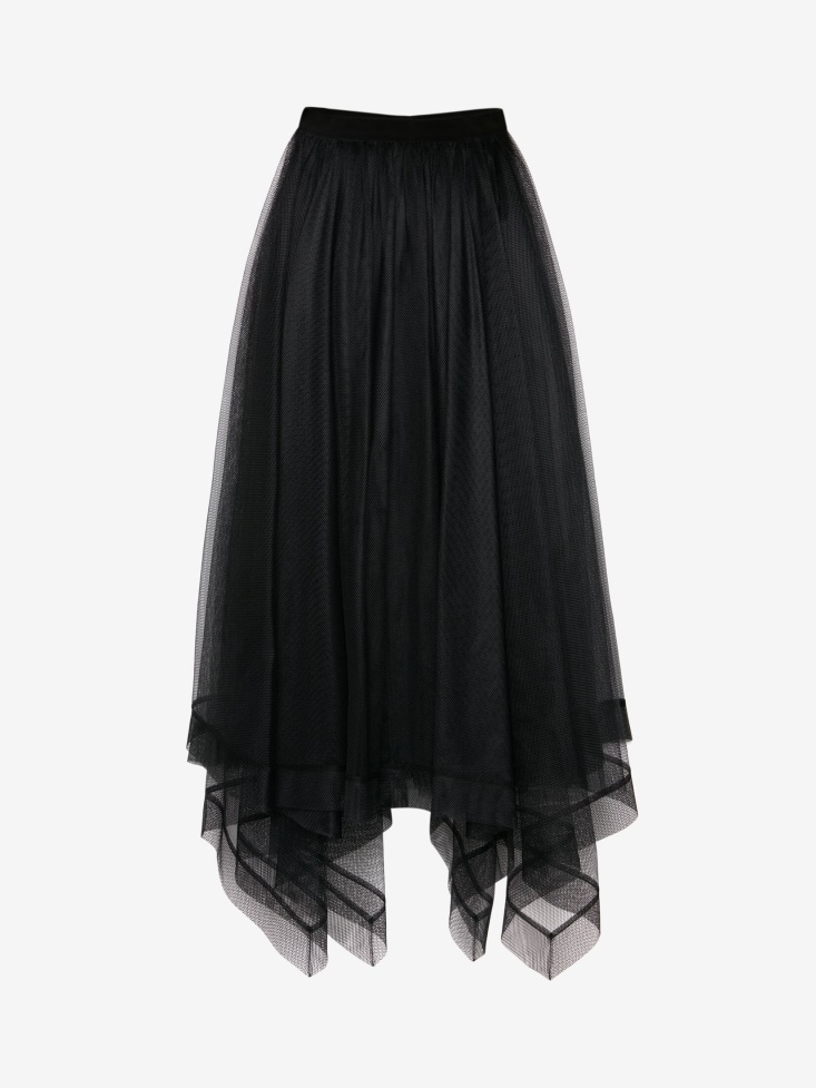 Fashion Alexander McQueen Women's Paris Net Midi Skirt Black