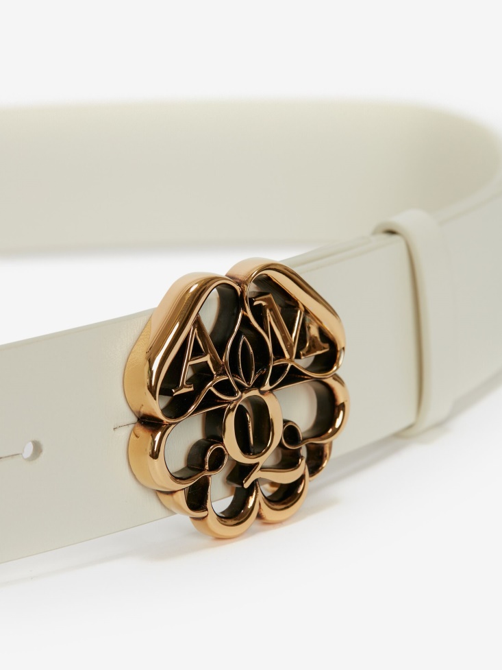 Ivory Fashion Alexander McQueen Men's Seal Logo Belt