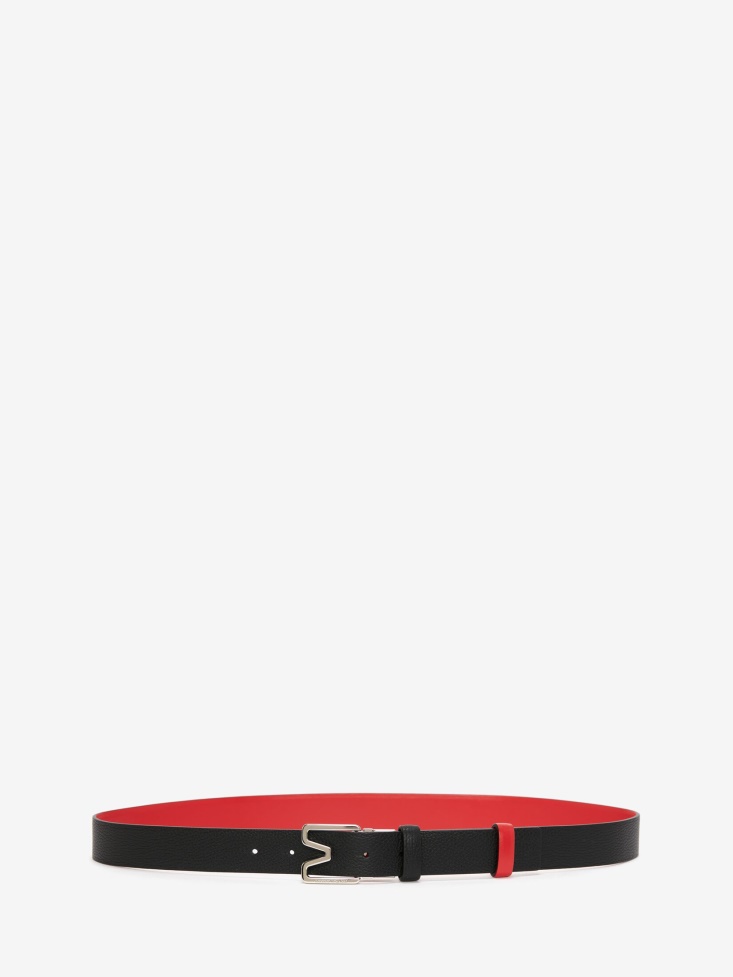 Fashion Alexander McQueen Black/Lust Red Men's Reversible M Belt