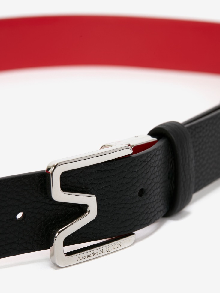 Fashion Alexander McQueen Black/Lust Red Men's Reversible M Belt