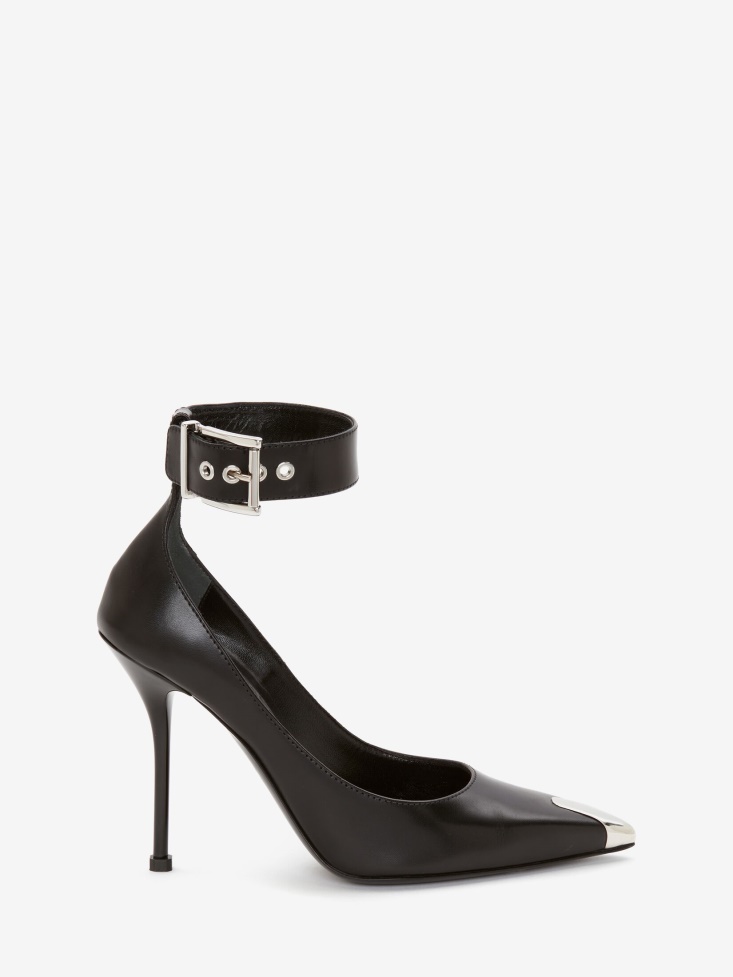 Fashion Alexander McQueen Women's Punk Ankle Strap Pump Black/Silver