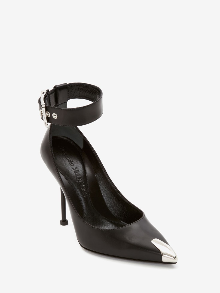 Fashion Alexander McQueen Women's Punk Ankle Strap Pump Black/Silver