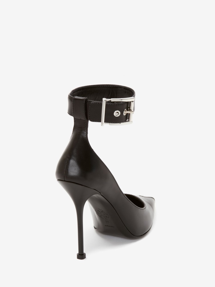 Fashion Alexander McQueen Women's Punk Ankle Strap Pump Black/Silver