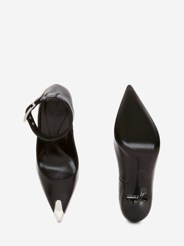 Fashion Alexander McQueen Women's Punk Ankle Strap Pump Black/Silver