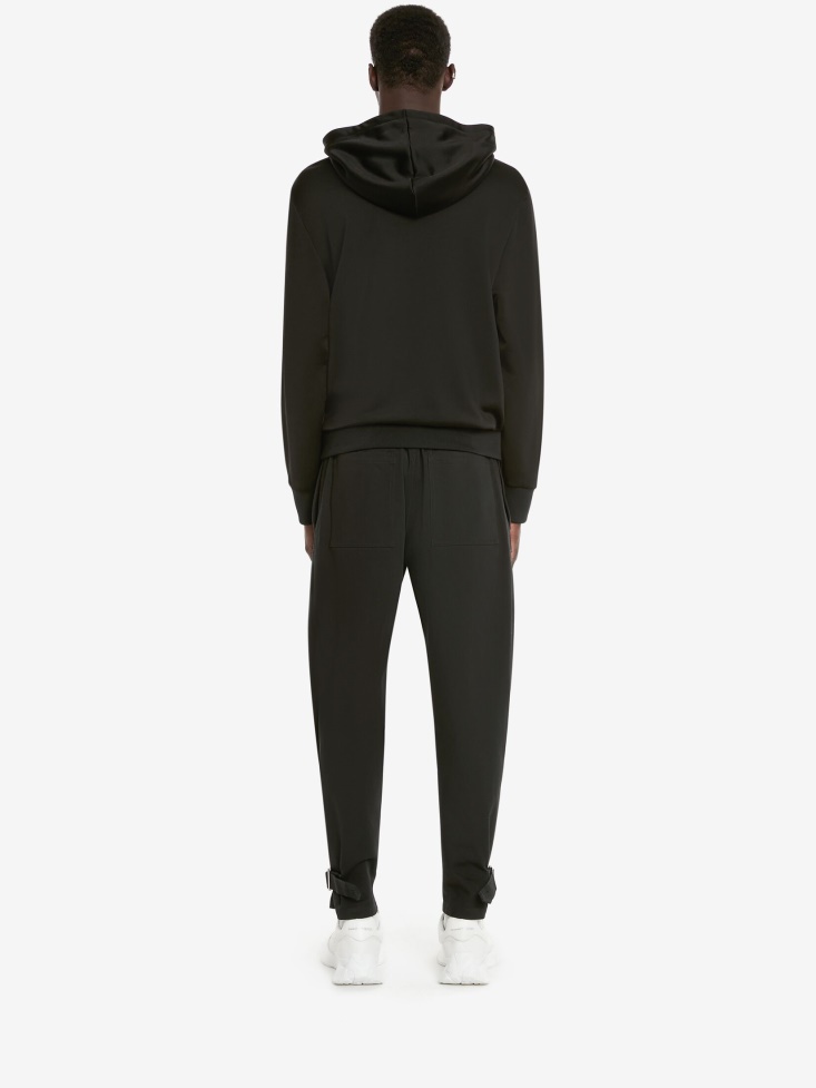 Men's Loopback Atelier Print Hooded Sweatshirt Black Fashion Alexander McQueen