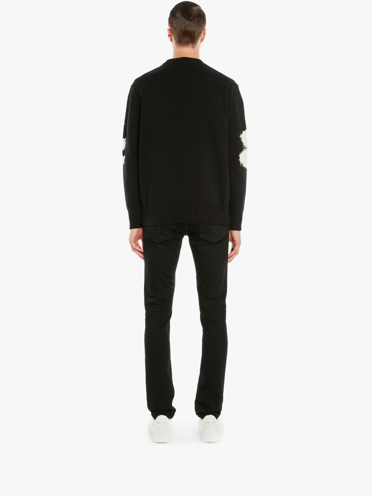 Black Men's in Graffiti Denim Jeans Fashion Alexander McQueen