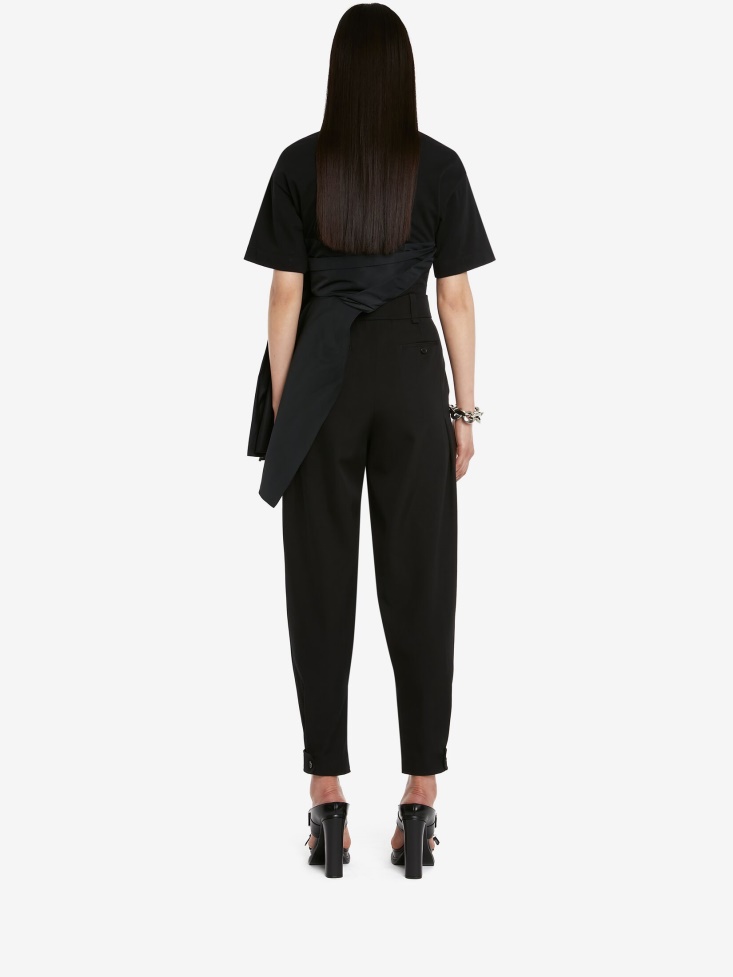 Black Fashion Alexander McQueen Women's Hybrid Drape T-Shirt