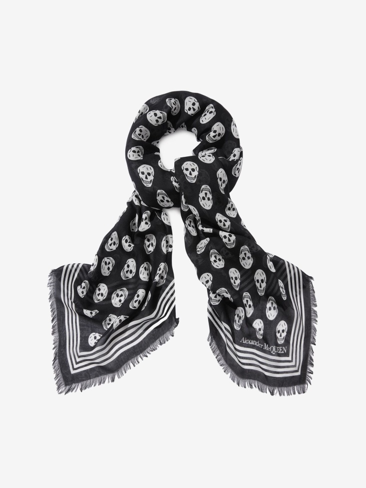 Fashion Alexander McQueen Black Women's Biker Skull Scarf