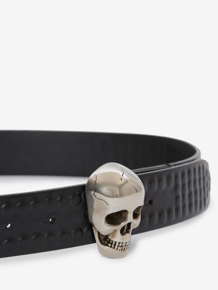 Black 3D Men's Skull Belt Fashion Alexander McQueen