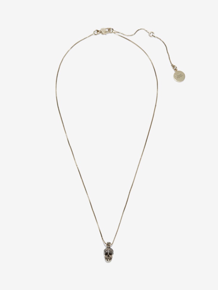 Fashion Alexander McQueen Women's Pave Skull Necklace Gold