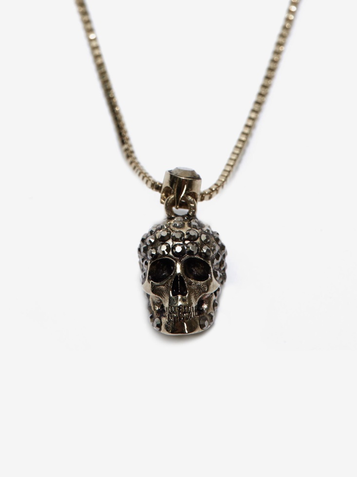Fashion Alexander McQueen Women's Pave Skull Necklace Gold