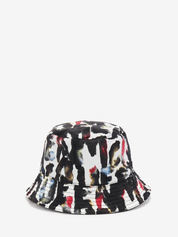 Men's Watercolour Graffiti Reversible Bucket Hat Fashion Alexander McQueen Black/Multicolour