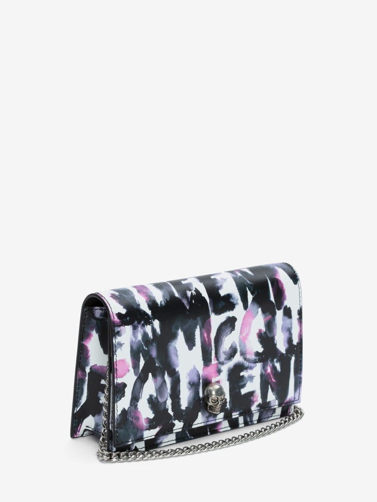 Multicolor Fashion Alexander McQueen Women's Watercolour Graffiti Small Skull Bag