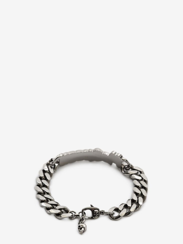 Fashion Alexander McQueen Men's in Graffiti Cut-Out Chain Bracelet Black