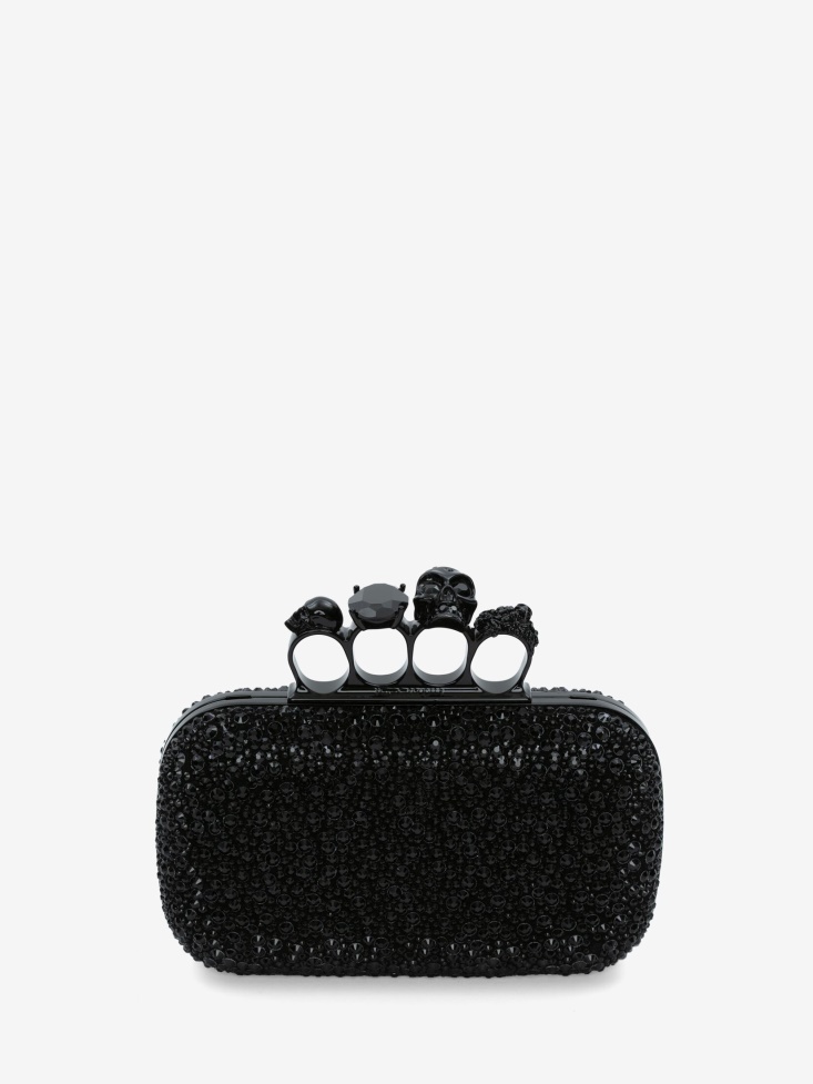 Women's Knuckle Clutch With Chain Black Fashion Alexander McQueen