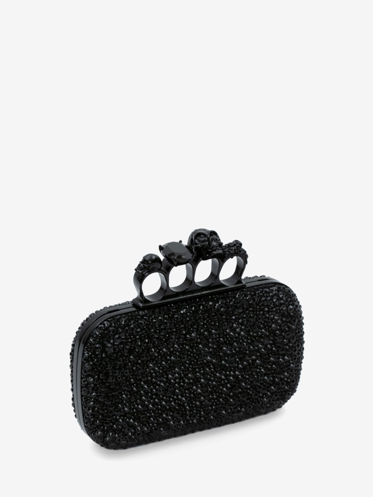 Women's Knuckle Clutch With Chain Black Fashion Alexander McQueen