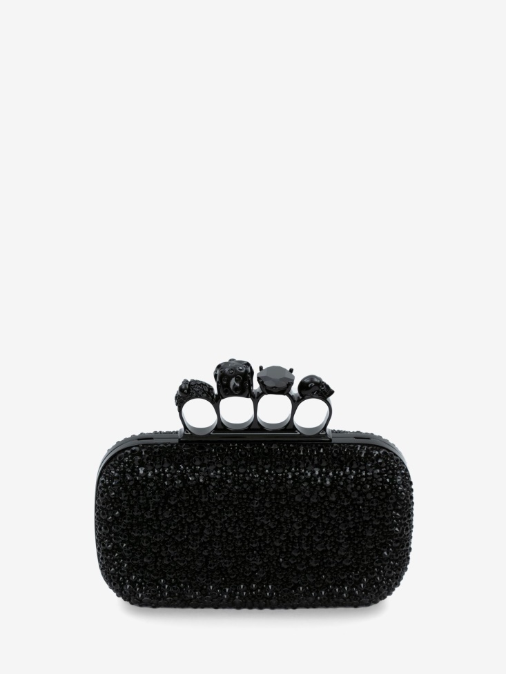 Women's Knuckle Clutch With Chain Black Fashion Alexander McQueen