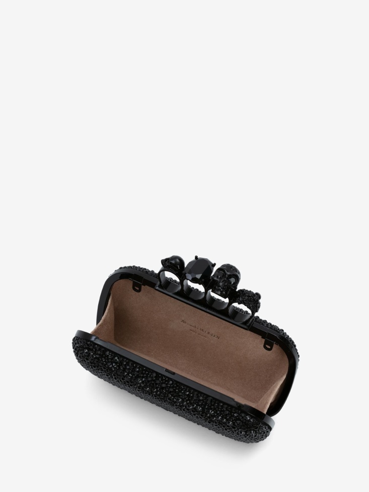 Women's Knuckle Clutch With Chain Black Fashion Alexander McQueen