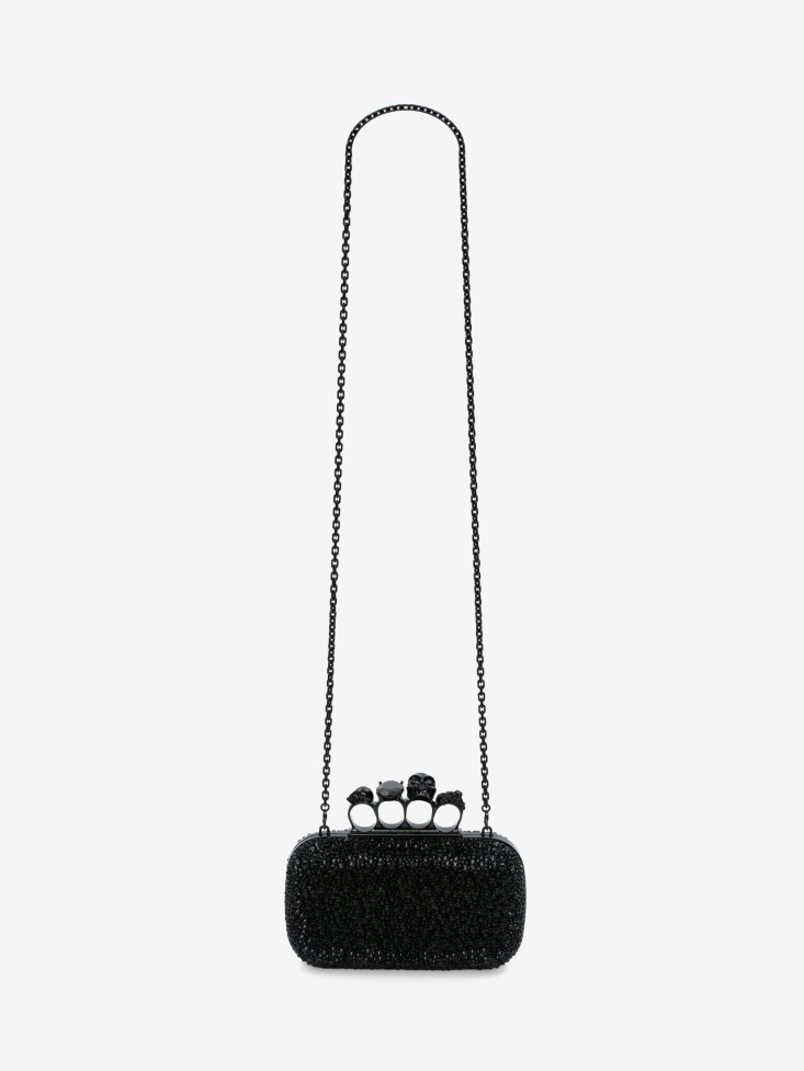Women's Knuckle Clutch With Chain Black Fashion Alexander McQueen