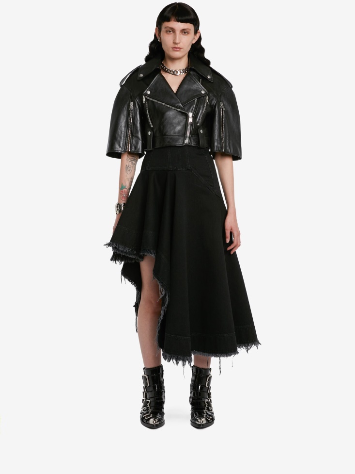 Black Fashion Alexander McQueen Women's Cropped Biker Jacket