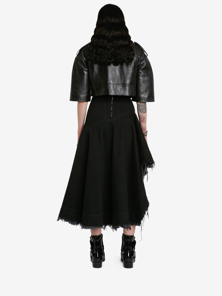 Black Fashion Alexander McQueen Women's Cropped Biker Jacket