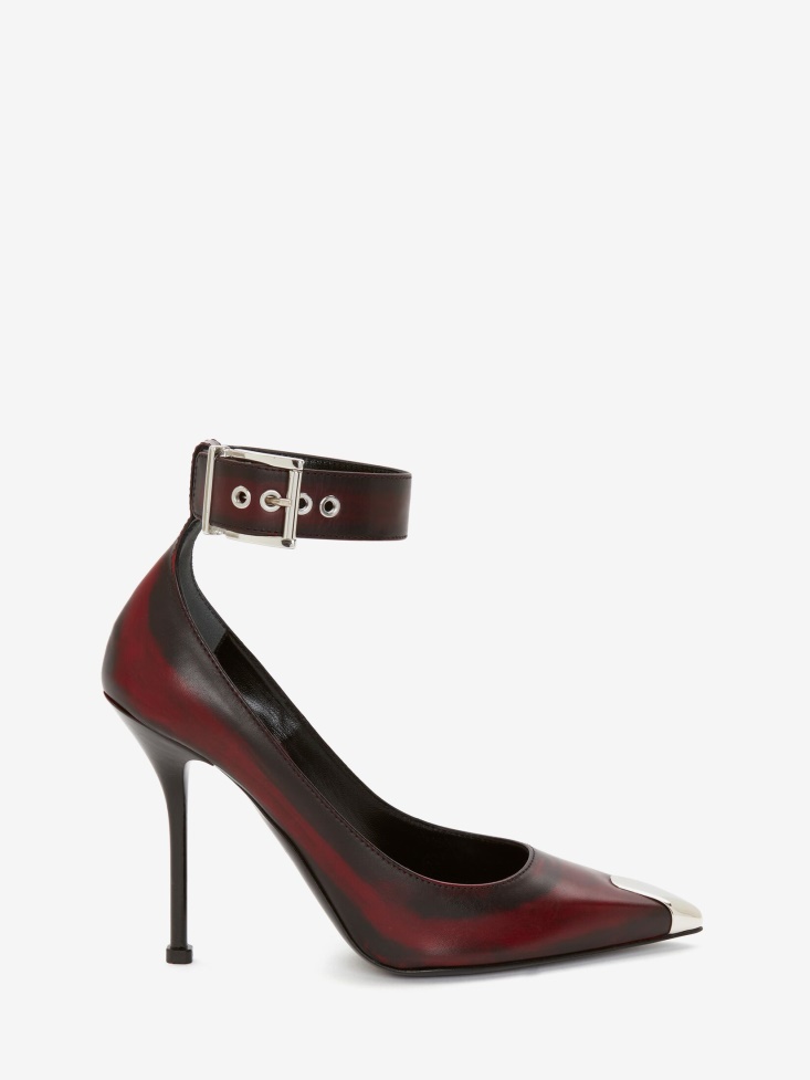 Women's Punk Ankle Strap Pump Welsh Red/Silver Fashion Alexander McQueen