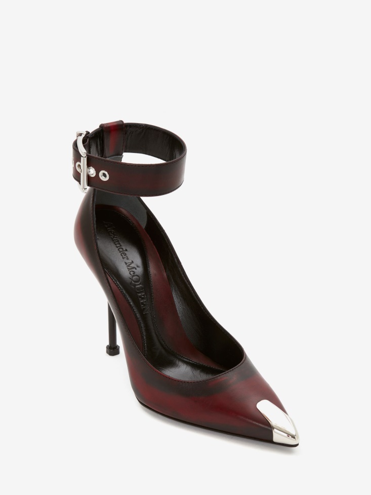 Women's Punk Ankle Strap Pump Welsh Red/Silver Fashion Alexander McQueen