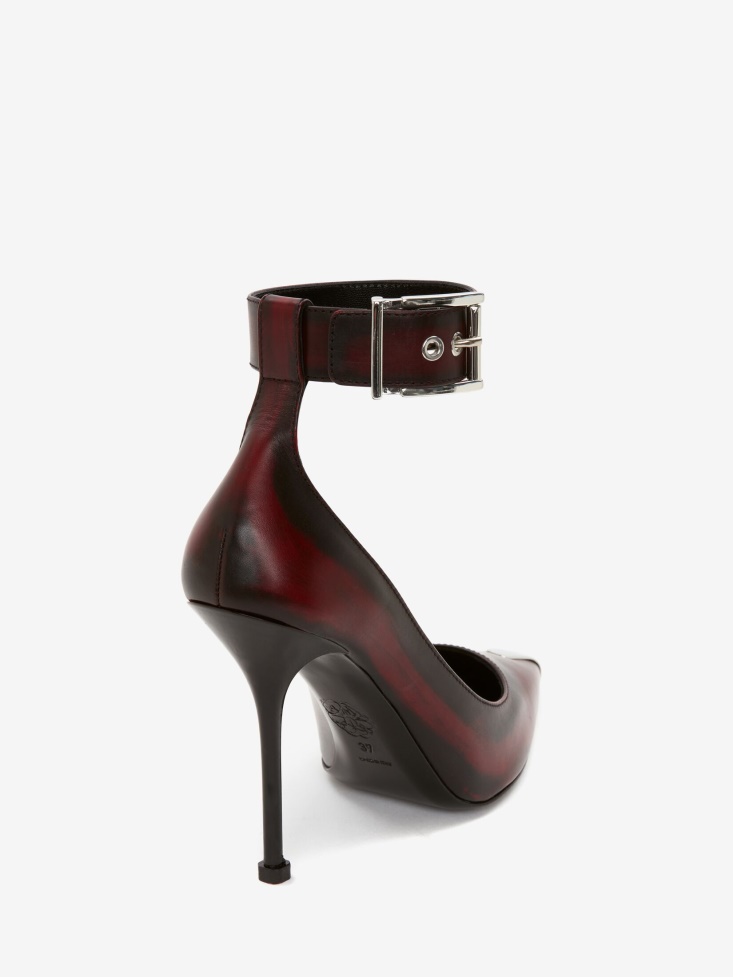 Women's Punk Ankle Strap Pump Welsh Red/Silver Fashion Alexander McQueen