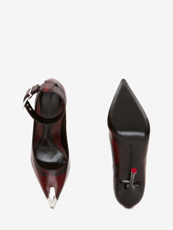Women's Punk Ankle Strap Pump Welsh Red/Silver Fashion Alexander McQueen