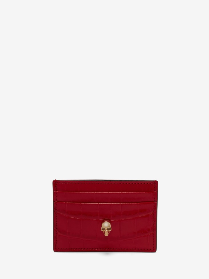 Oxblood Women's Skull Card Holder Fashion Alexander McQueen