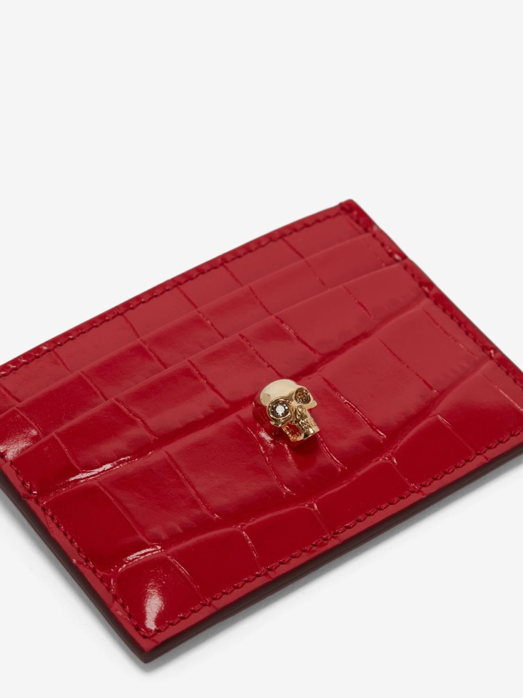 Oxblood Women's Skull Card Holder Fashion Alexander McQueen