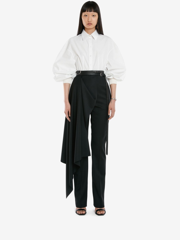 Women's Cotton Poplin Cocoon Sleeve Shirt Fashion Alexander McQueen Optical White