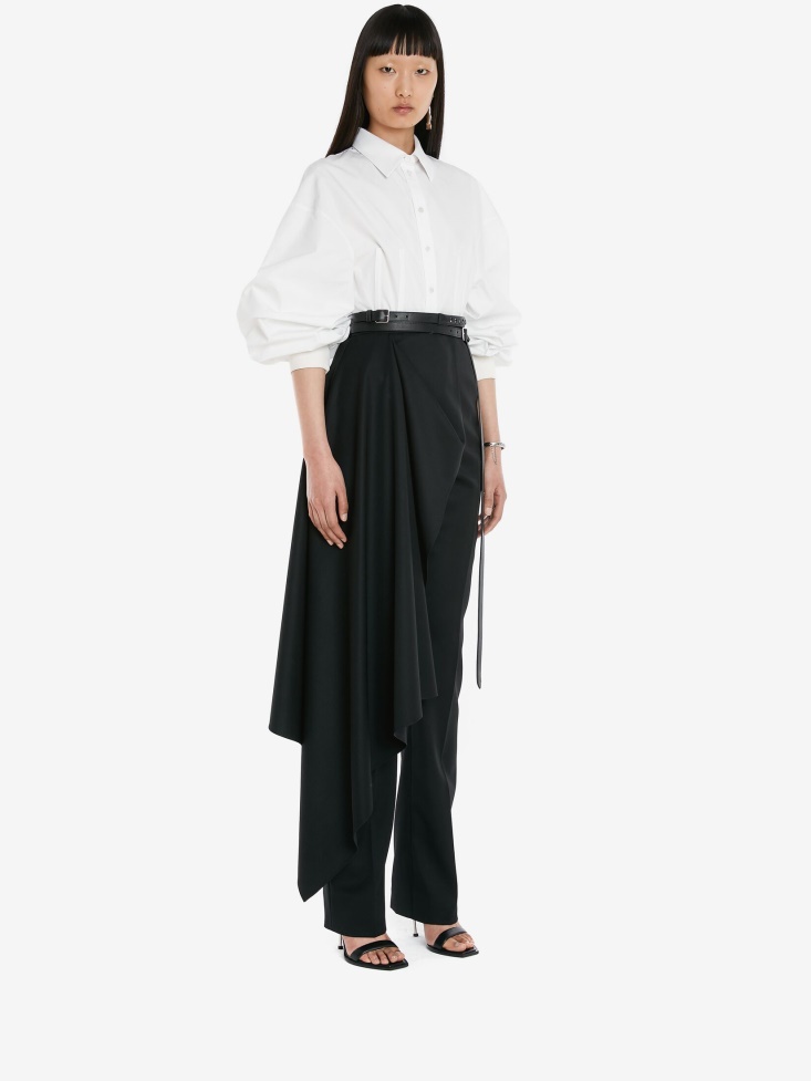 Women's Cotton Poplin Cocoon Sleeve Shirt Fashion Alexander McQueen Optical White