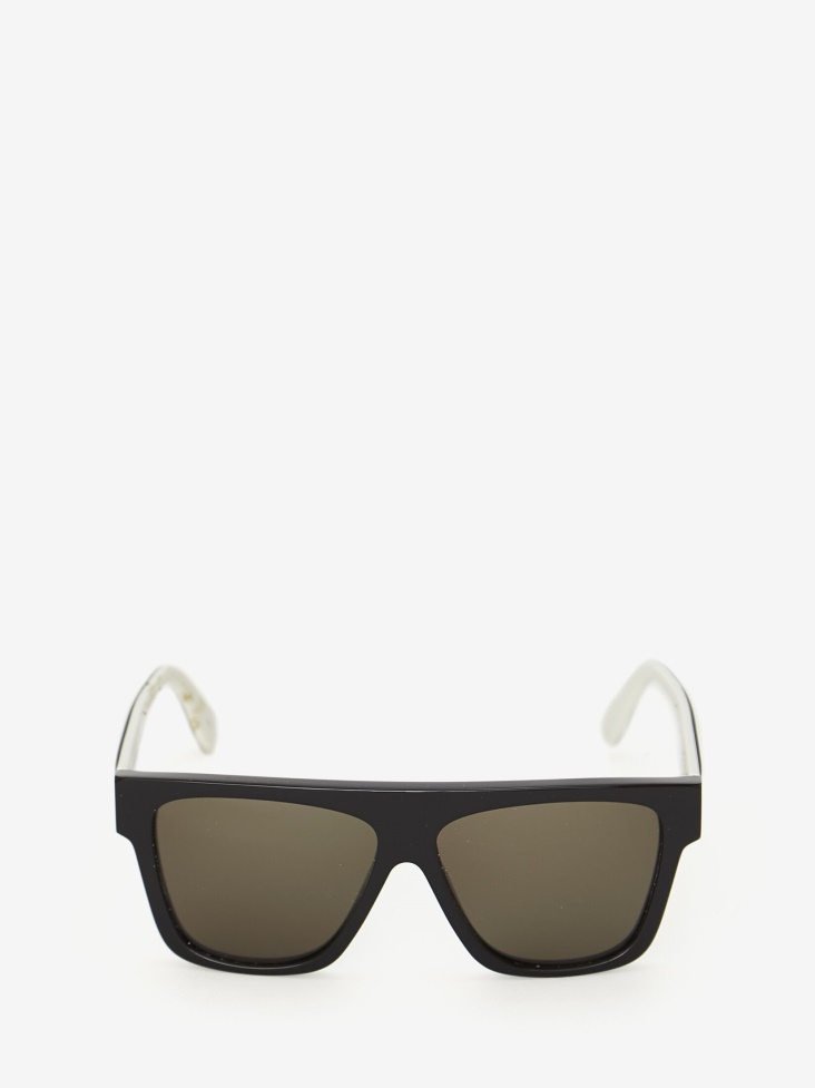 Black/White Fashion Alexander McQueen Men's Selvedge Flat Top Sunglasses