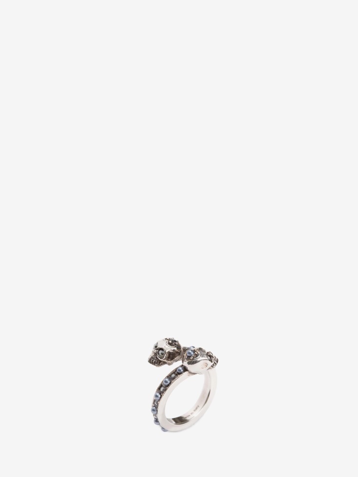 Women's Wrap-Around Skull Ring Fashion Alexander McQueen Antique Silver