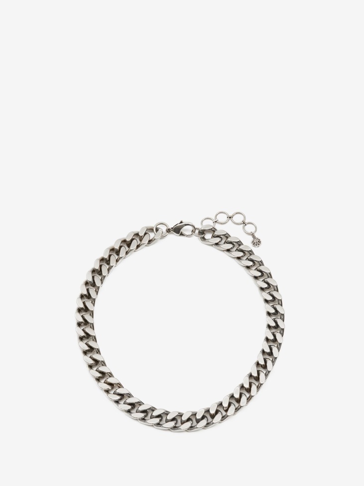 Antique Silver Men's Chain Choker Fashion Alexander McQueen
