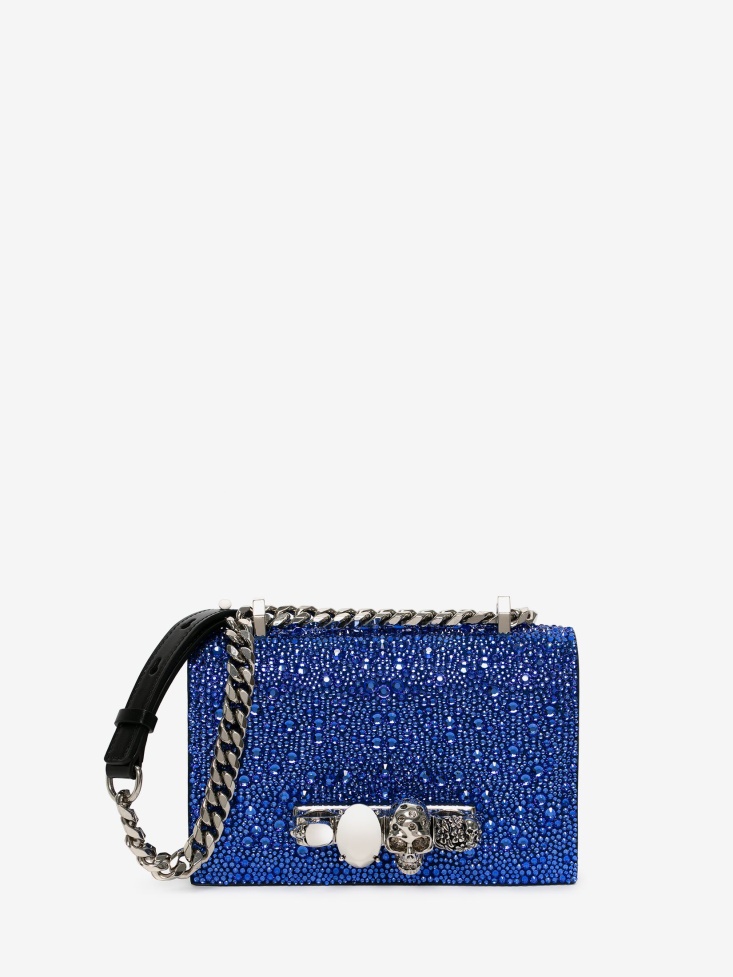 Women's Mini Jewelled Satchel Fashion Alexander McQueen Electric Blue