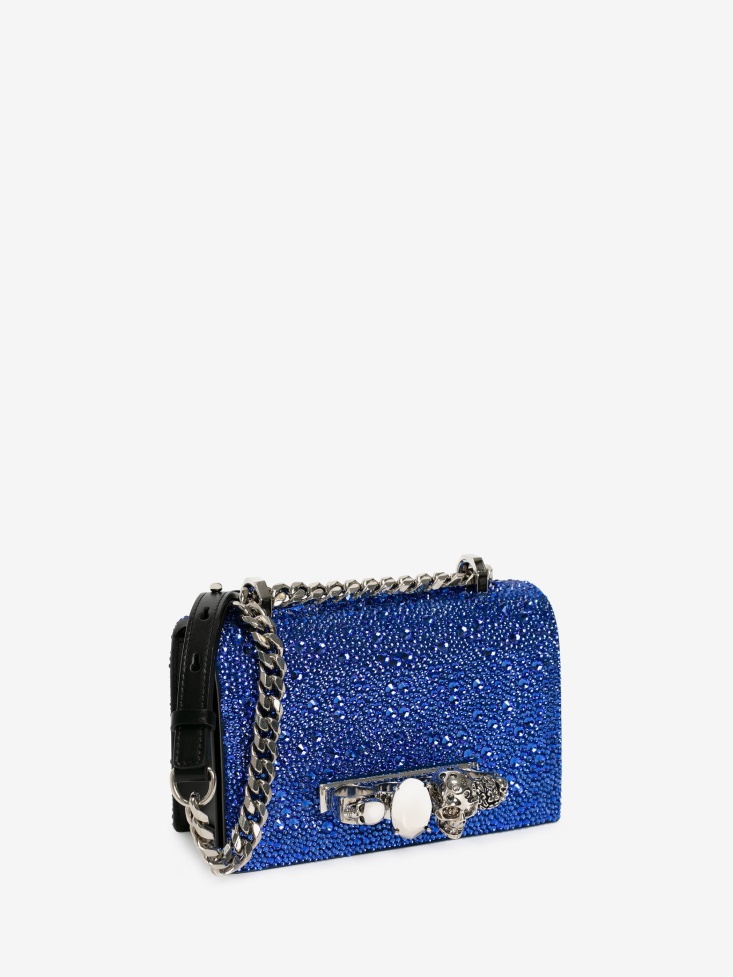 Women's Mini Jewelled Satchel Fashion Alexander McQueen Electric Blue