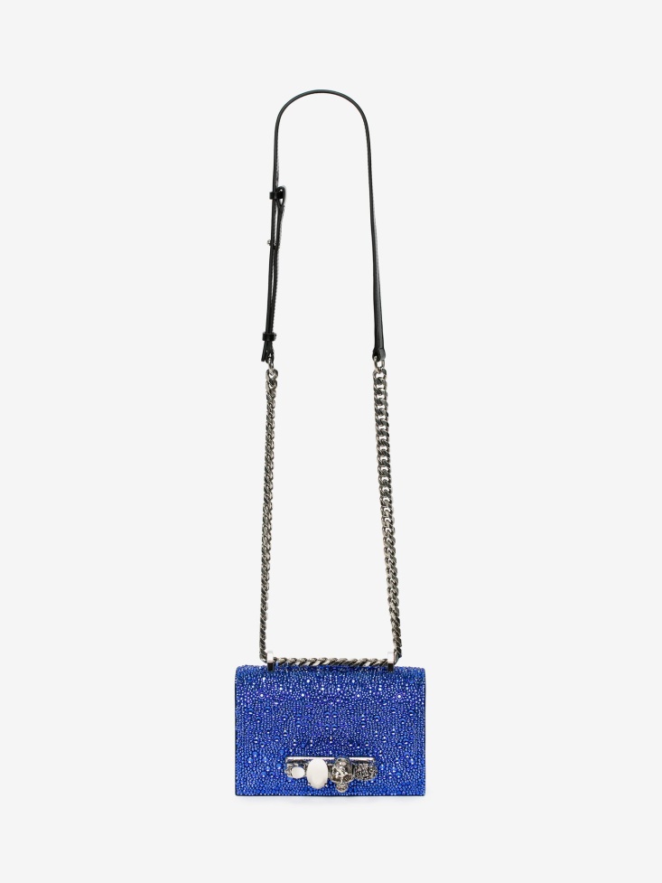 Women's Mini Jewelled Satchel Fashion Alexander McQueen Electric Blue