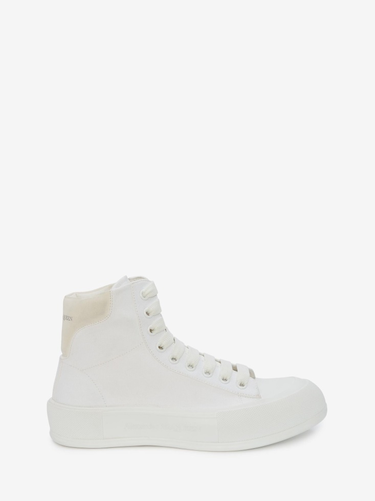 Fashion Alexander McQueen Men's High-Top Deck Plimsoll White