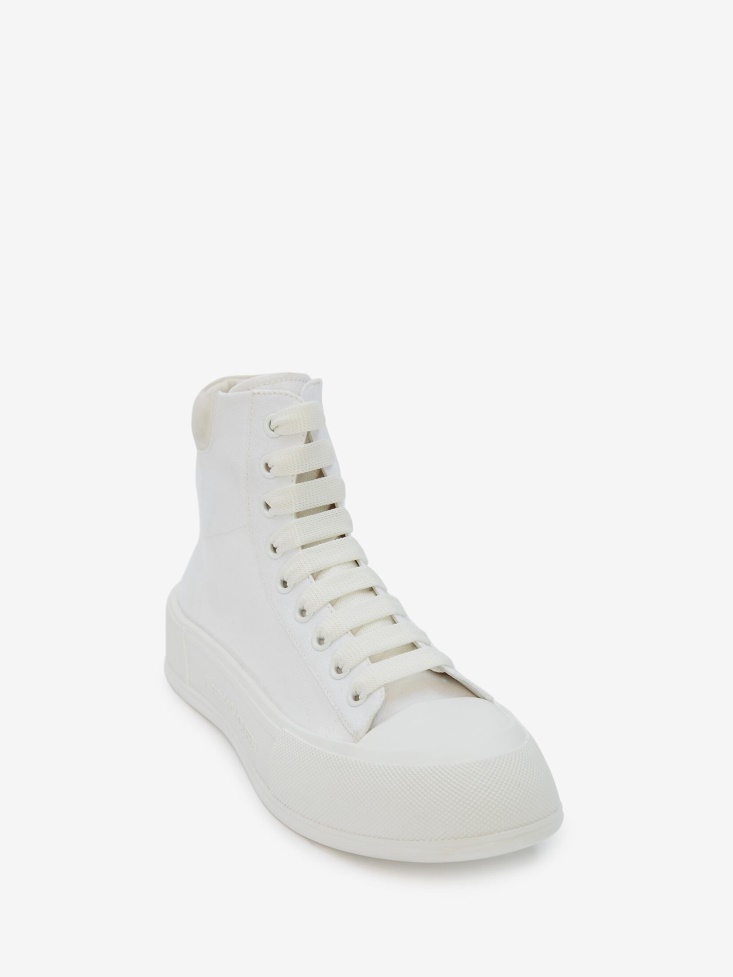 Fashion Alexander McQueen Men's High-Top Deck Plimsoll White