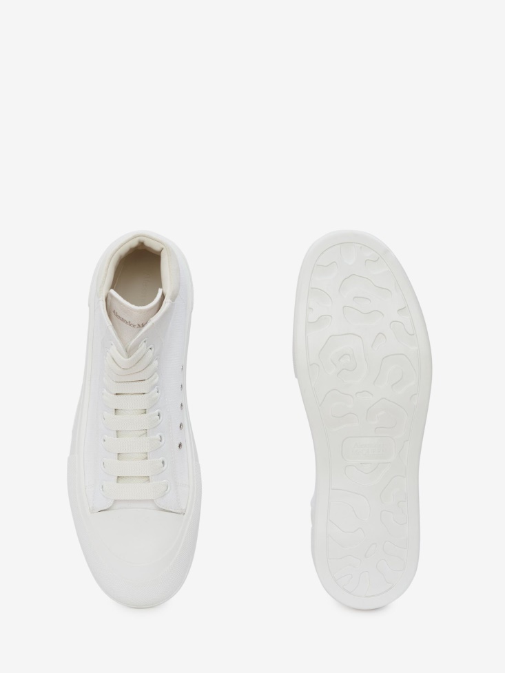 Fashion Alexander McQueen Men's High-Top Deck Plimsoll White