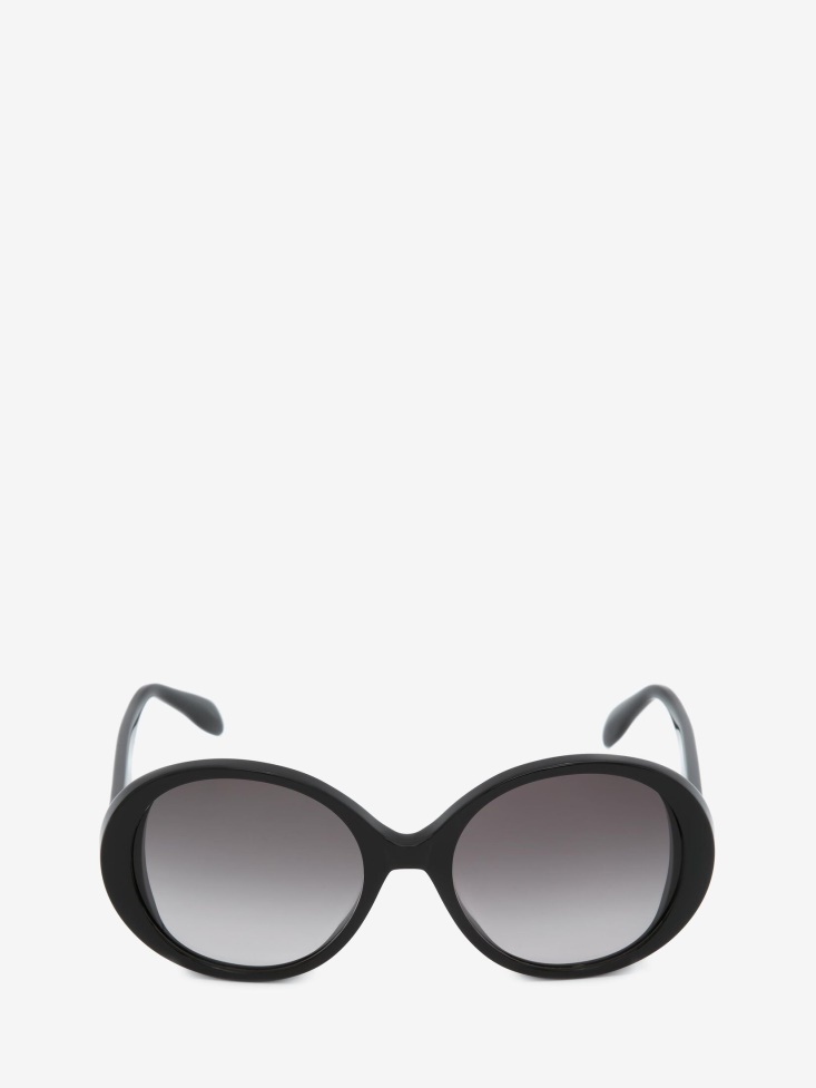Women's Seal Logo Round Sunglasses Black/Grey Fashion Alexander McQueen