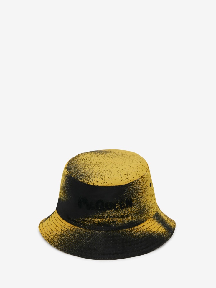 Black/Yellow Fashion Alexander McQueen Men's Silhouette Bucket Hat
