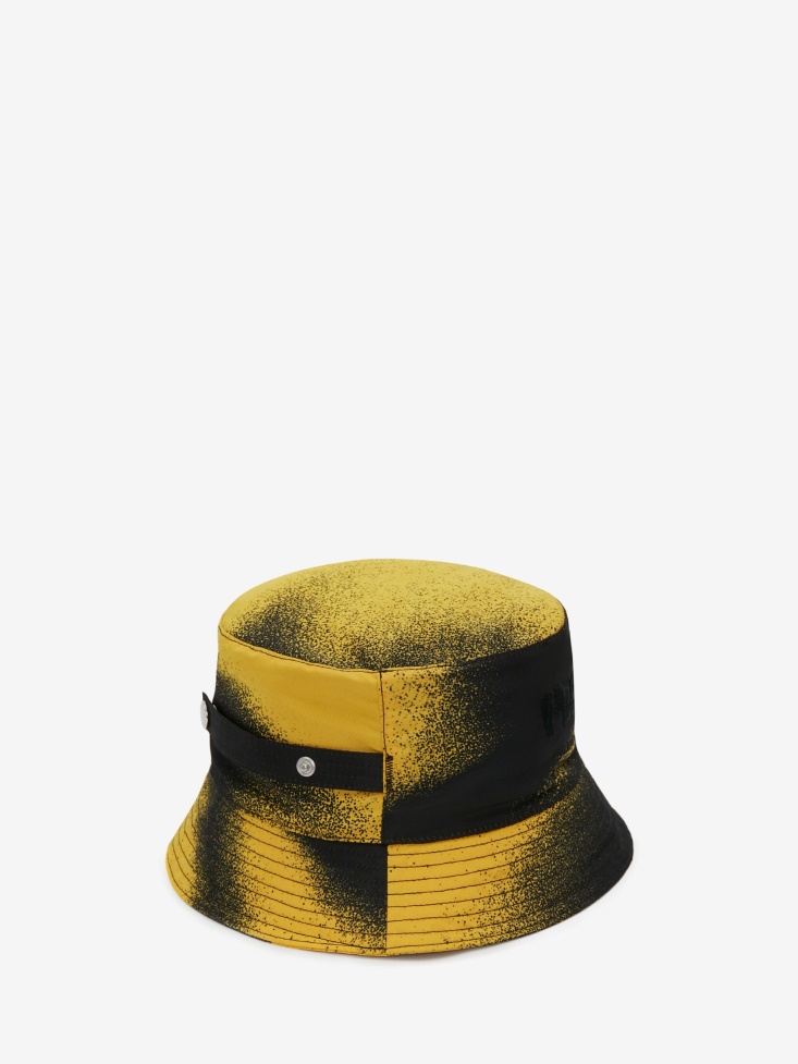 Black/Yellow Fashion Alexander McQueen Men's Silhouette Bucket Hat